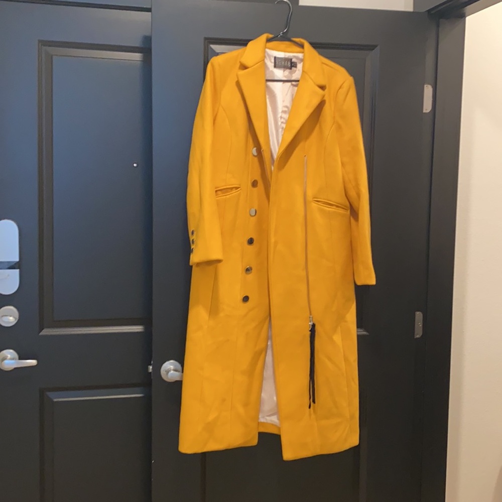 Canary yellow trench coat